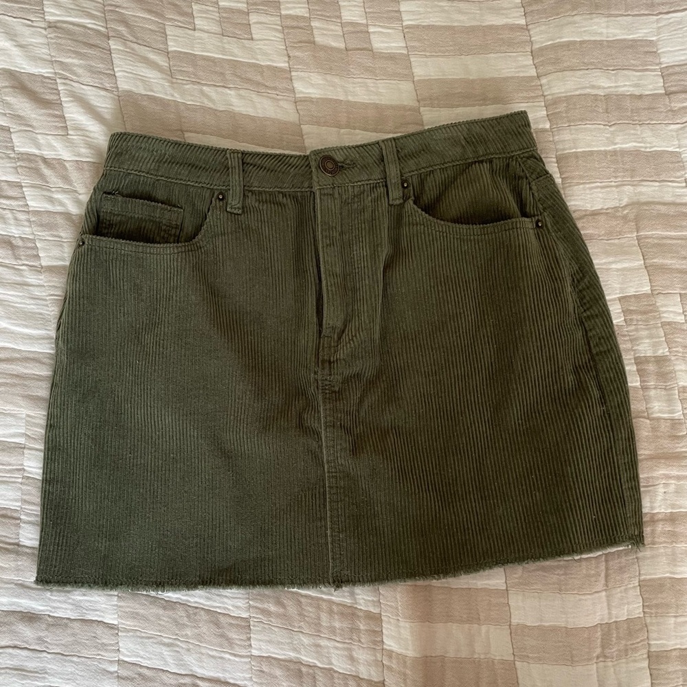 Forest green corduroy mini skirt